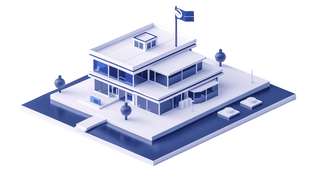 Corporate building illustration representing company foundation